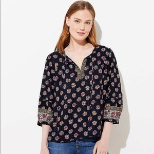 NWT LOFT bloom split neck boho blouse